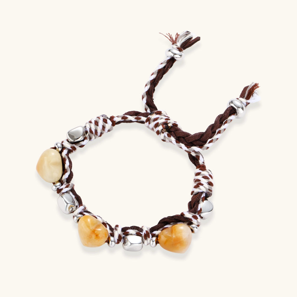 Bracelet Cœurs Ambrés & Cordon Suédine
