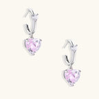 Créoles Cœur Rose Pendant — Plaqué or blanc