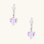 Créoles Cœur Rose Pendant — Plaqué or blanc