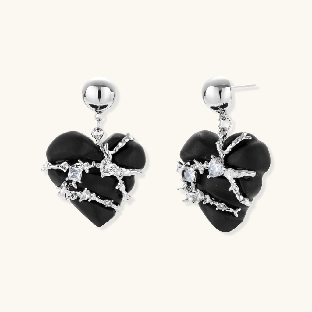 Parure Cœurs en Bois Ébène — Collier & boucles