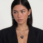 Parure Cœurs en Bois Ébène — Collier & boucles