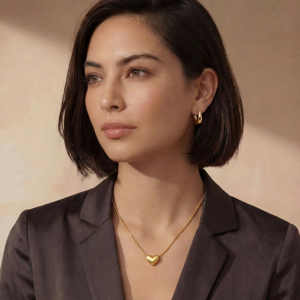 Collier Cœur Doré — Argent 925 plaqué or 18 carats