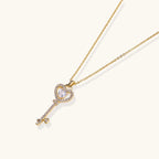 Collier Clé & Cœur Pavé — Plaqué or 14 carats
