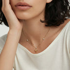 Collier Station Cœur Cristal — Plaqué or 14 carats