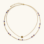 Collier Étoile & Pierres Violettes — Plaqué or 18 carats