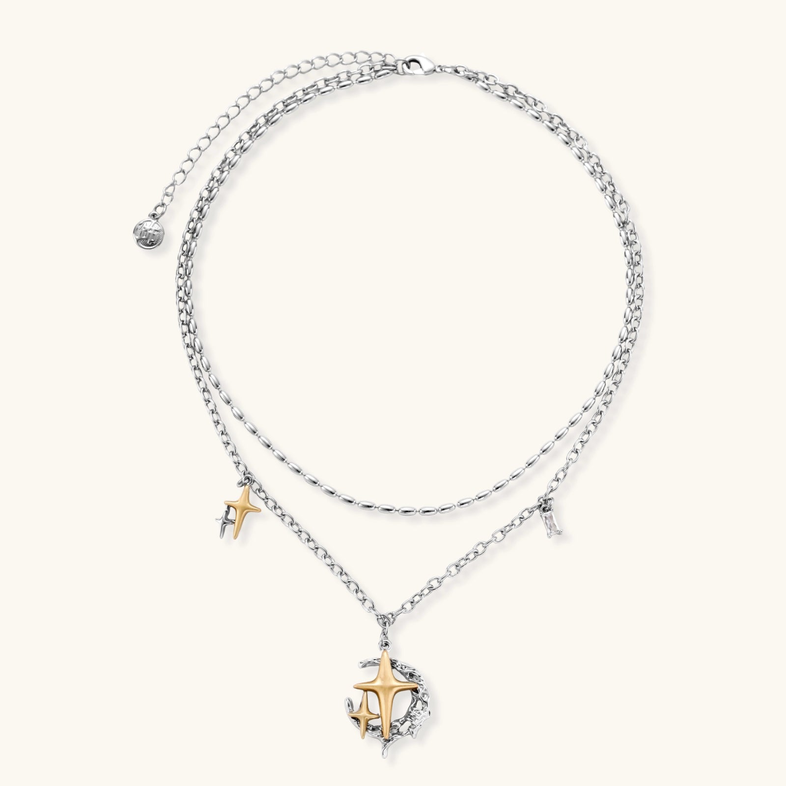 Collier Étoile & Lune — Multi-rang bicolore