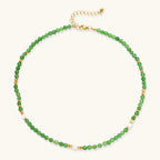 Collier Œil Protecteur & Pierres Vertes — Plaqué or 18 carats