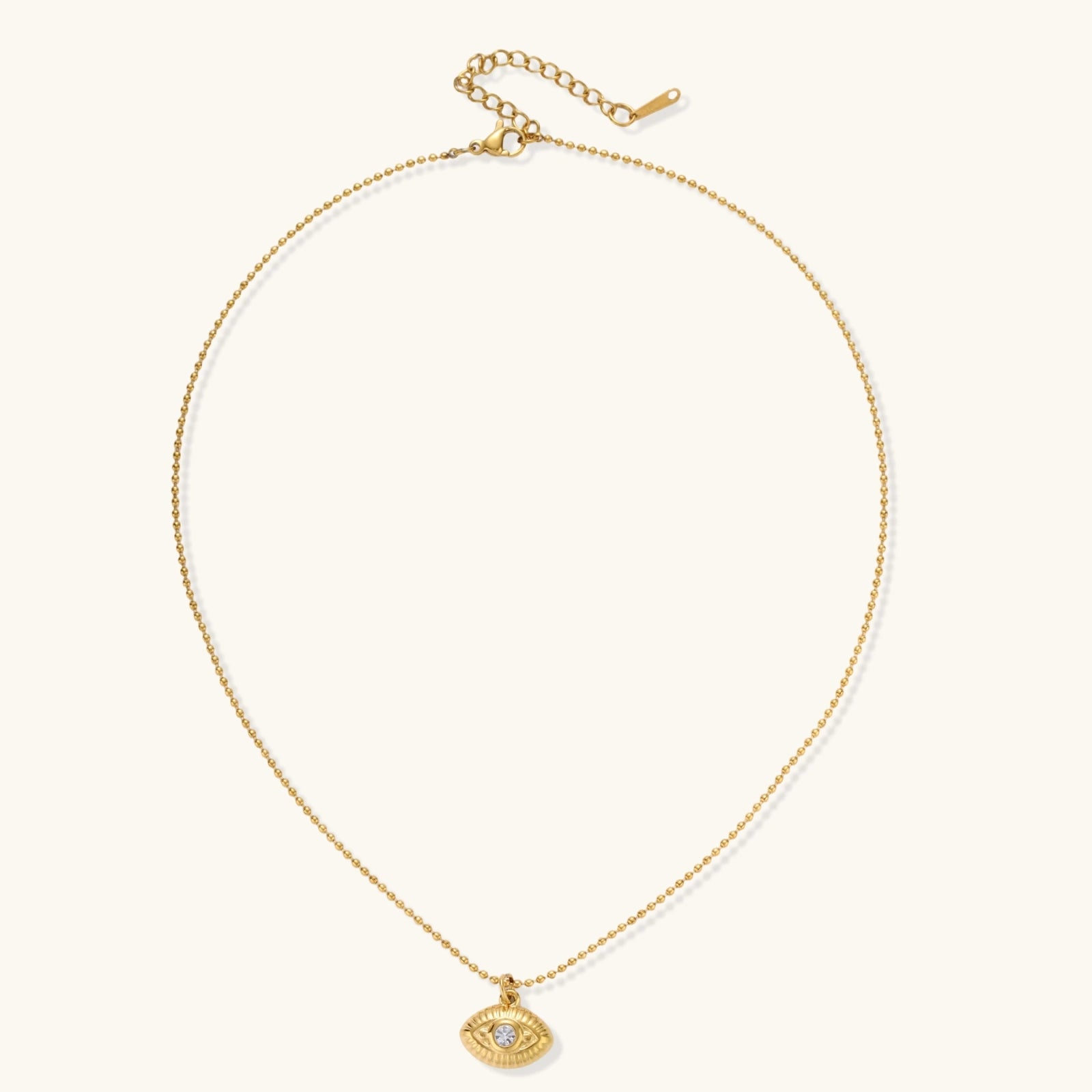 Collier Œil Protecteur & Pierres Vertes — Plaqué or 18 carats