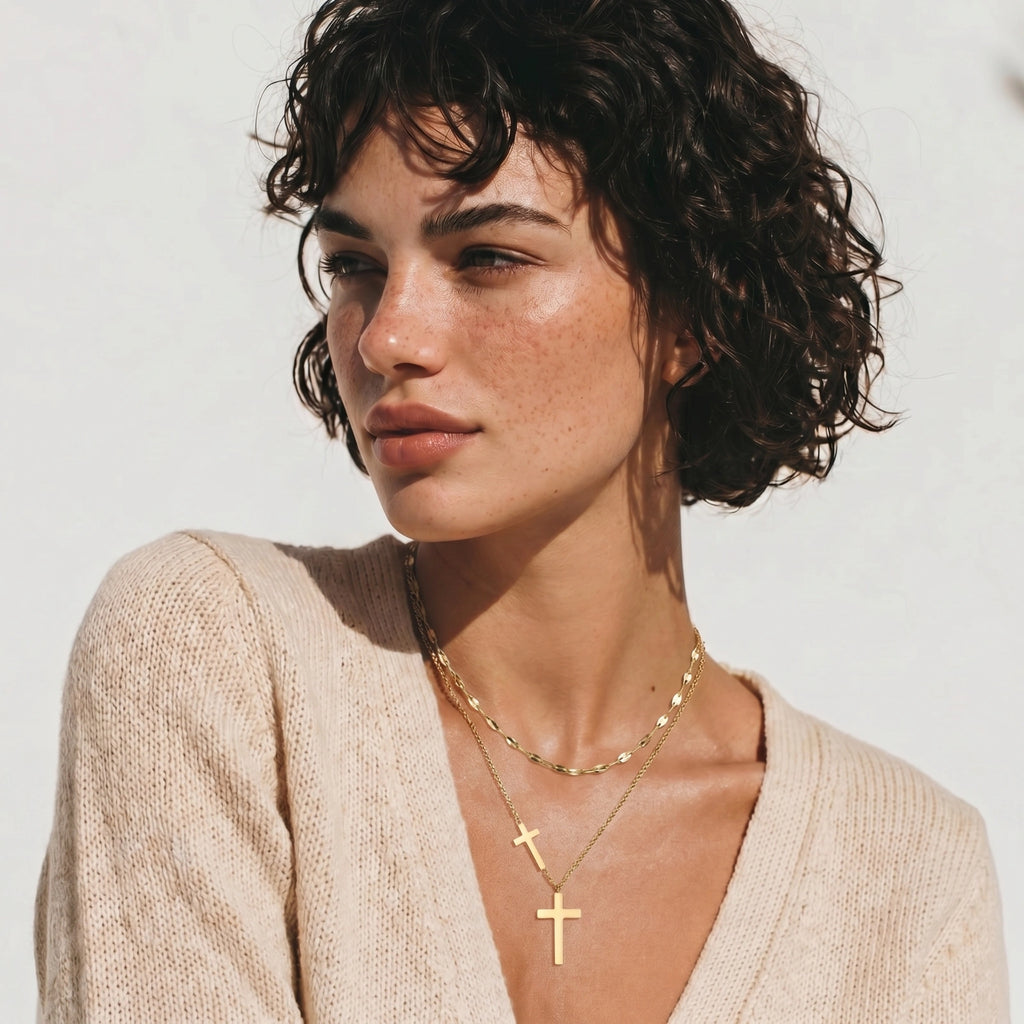 Collier Triple Croix — Plaqué or 14 carats