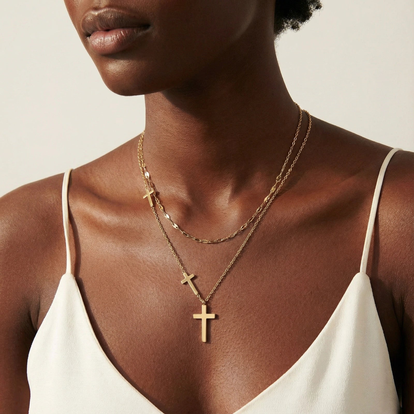Collier Triple Croix — Plaqué or 14 carats