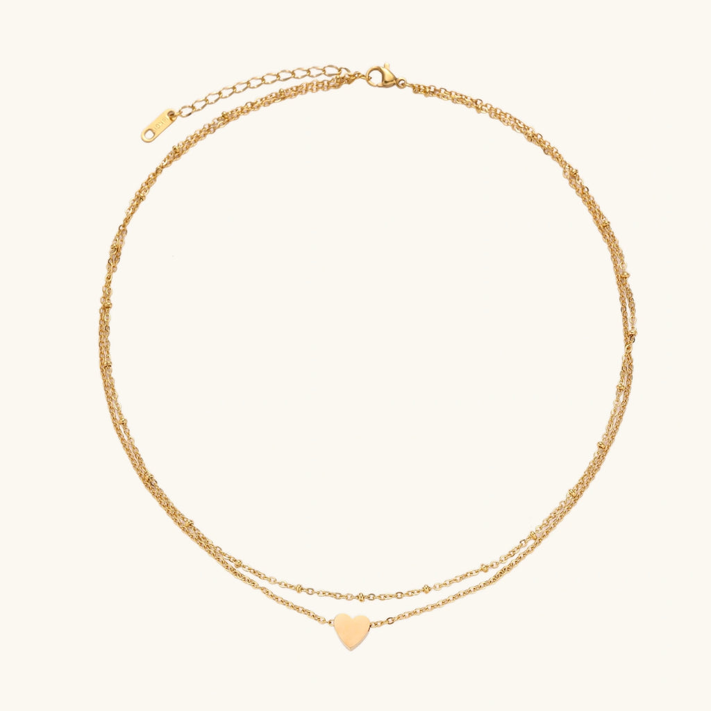 Collier Multi-rang Mini Cœur — Plaqué or 18 carats
