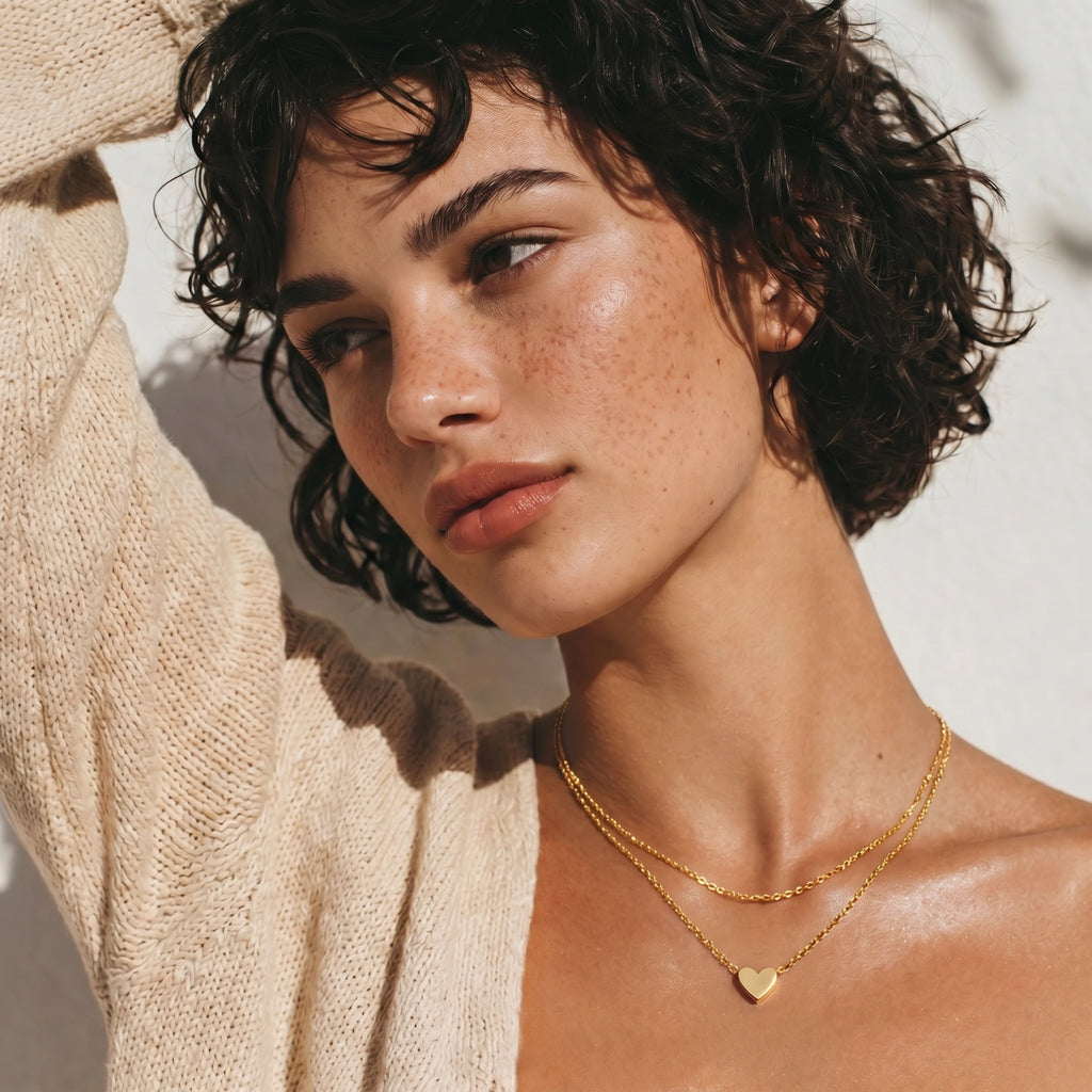 Collier Multi-rang Mini Cœur — Plaqué or 18 carats