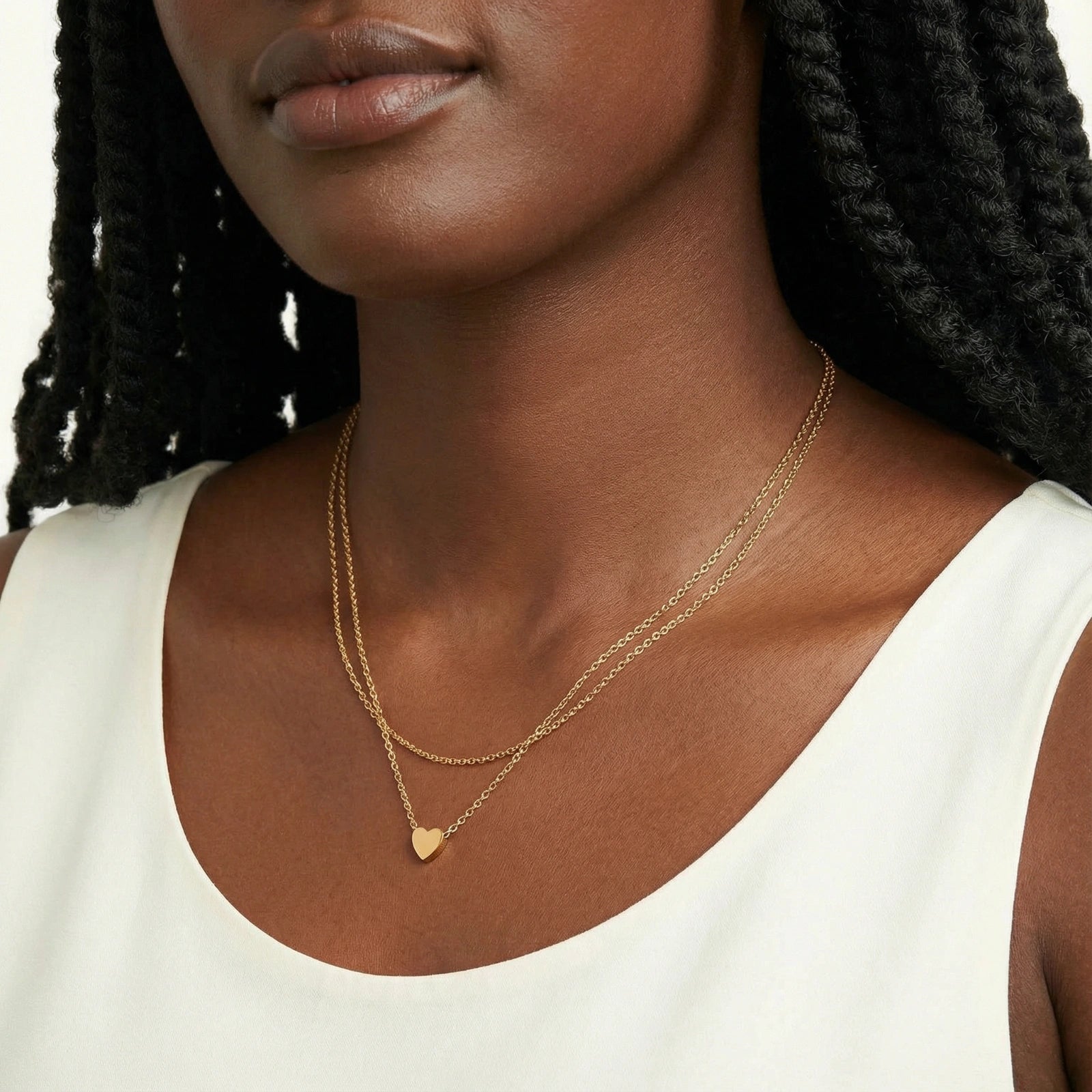 Collier Multi-rang Mini Cœur — Plaqué or 18 carats