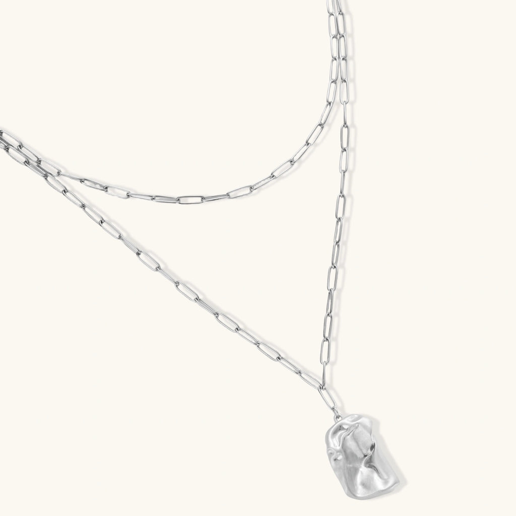 Parure Métal Liquide — Collier & boucles texturées