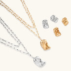 Parure Métal Liquide — Collier & boucles texturées