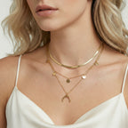 Collier Multi-rang Lune Croissant — Plaqué or 14 carats