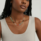 Collier Triple Rang Quartz Multicolore — Plaqué or 14 carats