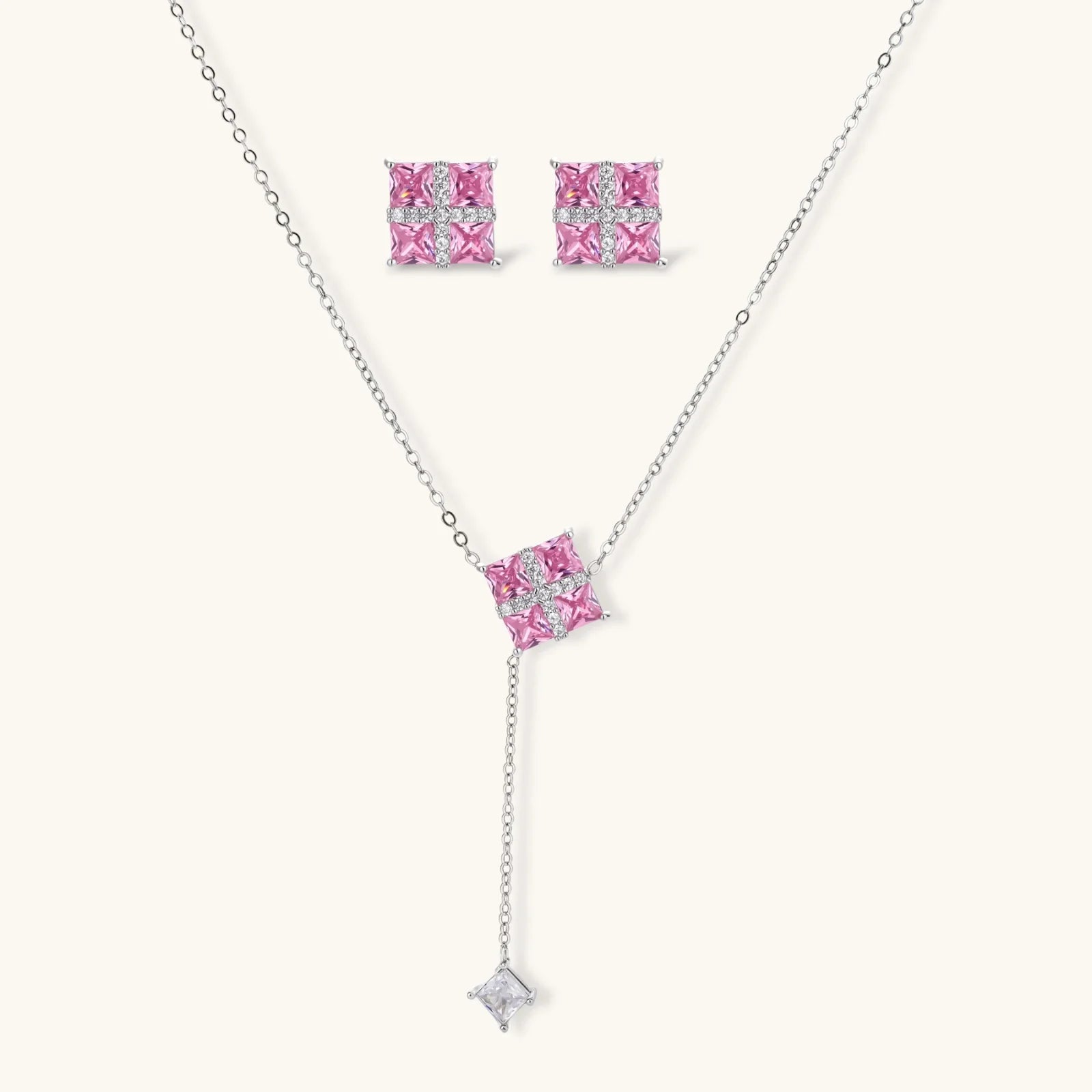Coffret Croix Prisme Rose — Parure Cristal & Plaqué Or - Coffrets cadeaux - Les Joyaux de Sophie