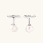 Boucles T-Bar Perle Pendante — Plaqué Or 18 Carats - Boucles d'oreilles - Les Joyaux de Sophie