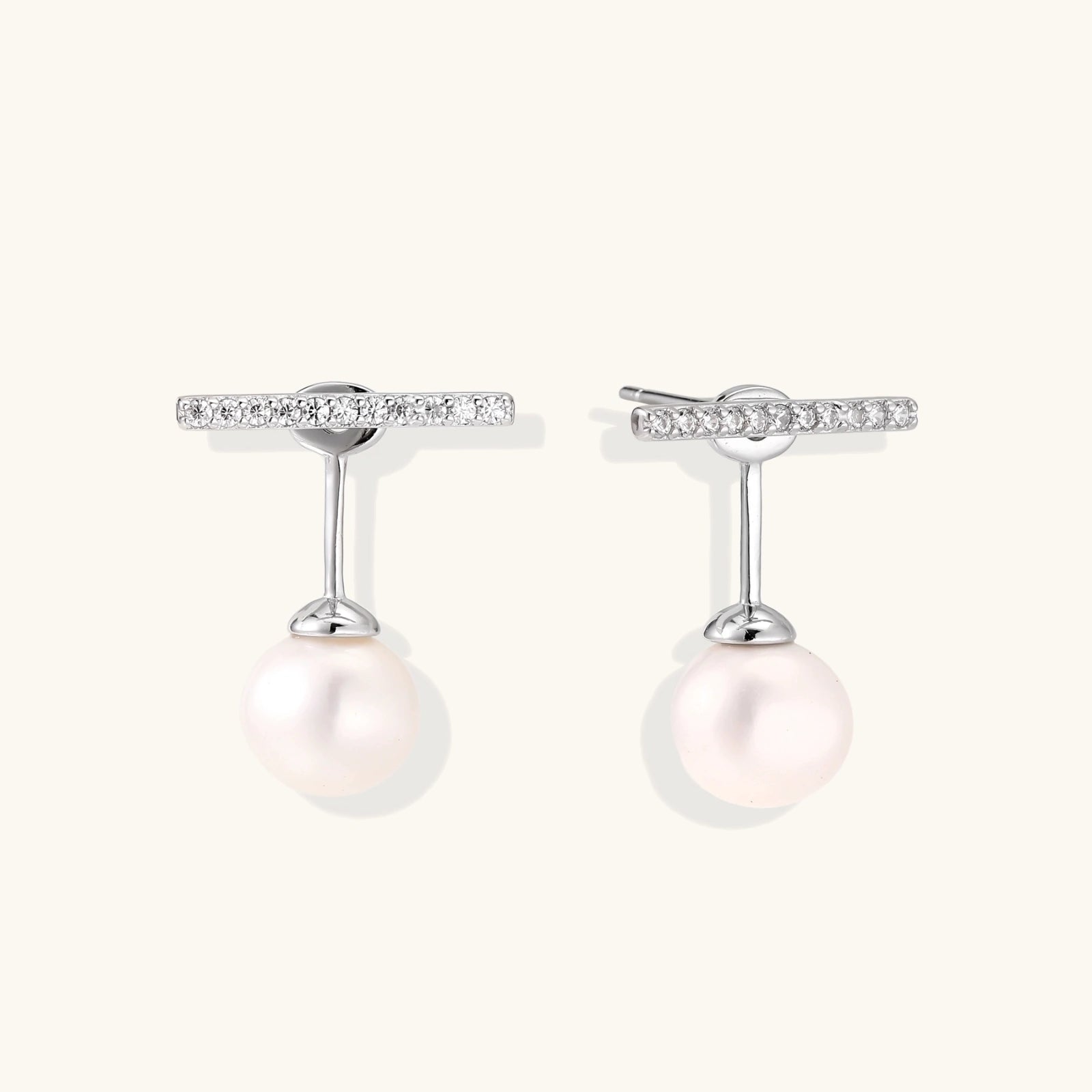 Boucles T-Bar Perle Pendante — Plaqué Or 18 Carats - Boucles d'oreilles - Les Joyaux de Sophie