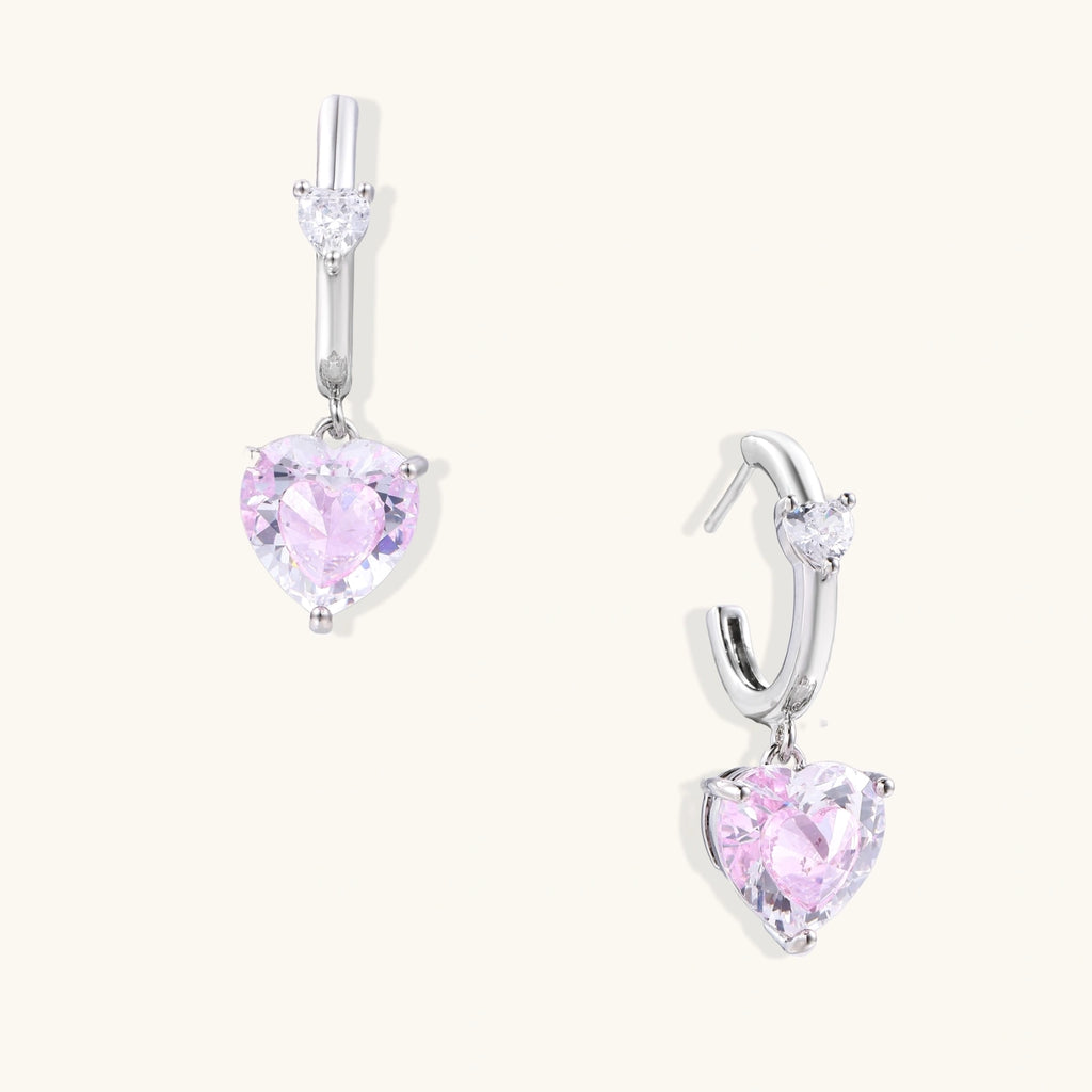 Créoles Cœur Rose Pendant — Plaqué Or 18 Carats - Boucles d'oreilles - Les Joyaux de Sophie