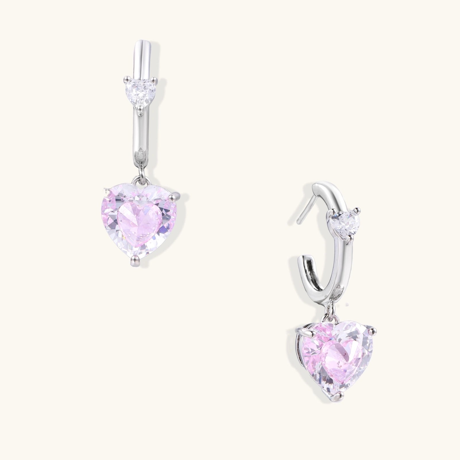 Créoles Cœur Rose Pendant — Plaqué Or 18 Carats - Boucles d'oreilles - Les Joyaux de Sophie