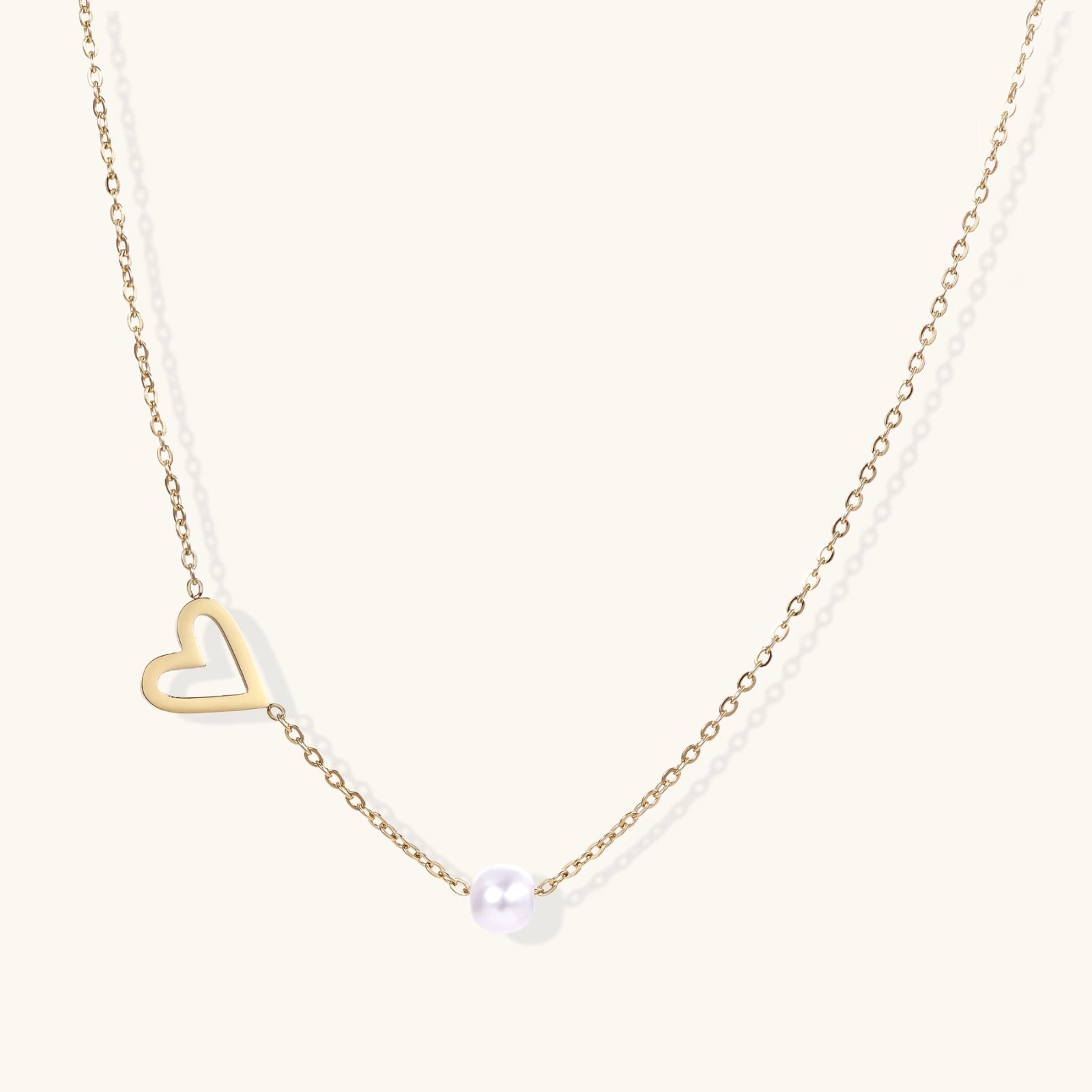 Collier Étreinte Perle & Cœur — Plaqué Or 18 Carats - Colliers - Les Joyaux de Sophie