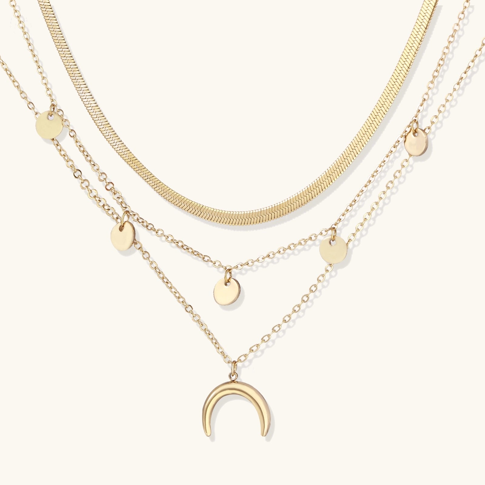 Collier Croissant Doré — Superposé Plaqué Or 18 Carats - Colliers - Les Joyaux de Sophie