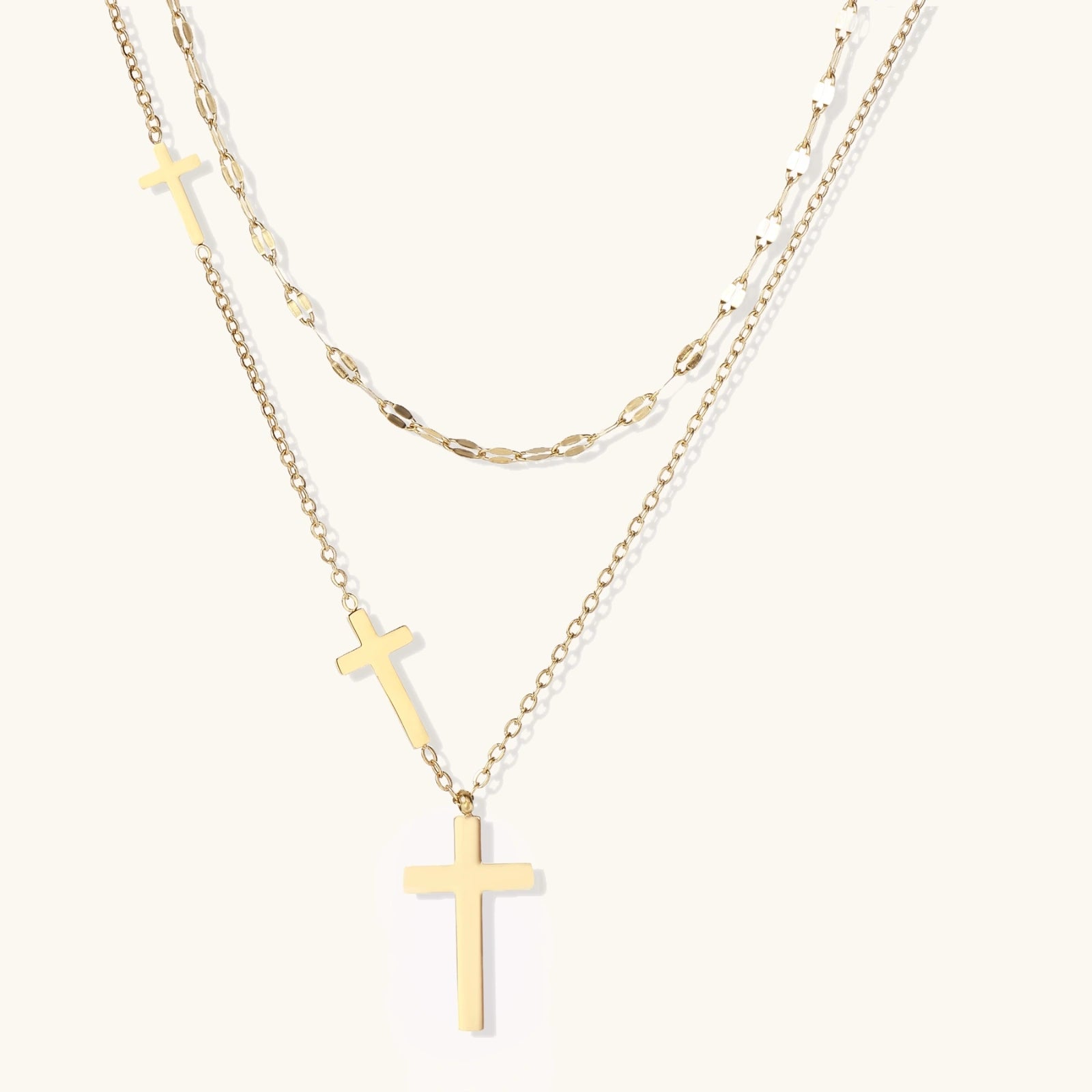 Collier Croix Divine — Set Superposé Plaqué Or - Colliers - Les Joyaux de Sophie