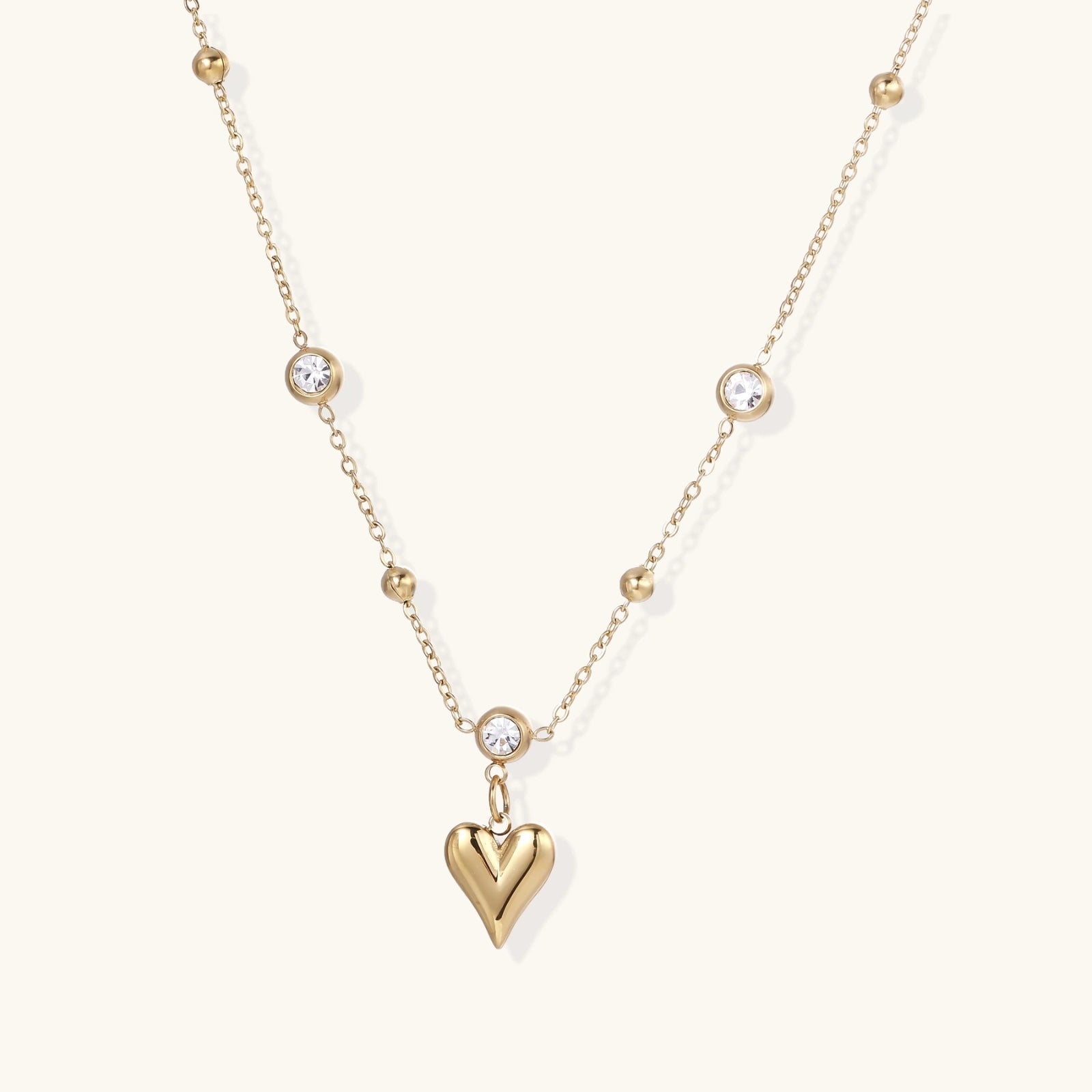 Collier Cœur Cristal — Charm Plaqué Or 18 Carats - Colliers - Les Joyaux de Sophie
