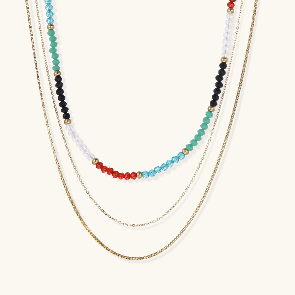 Collier Aura Arc-en-Ciel — Superposé Cristal & Plaqué Or - Colliers - Les Joyaux de Sophie