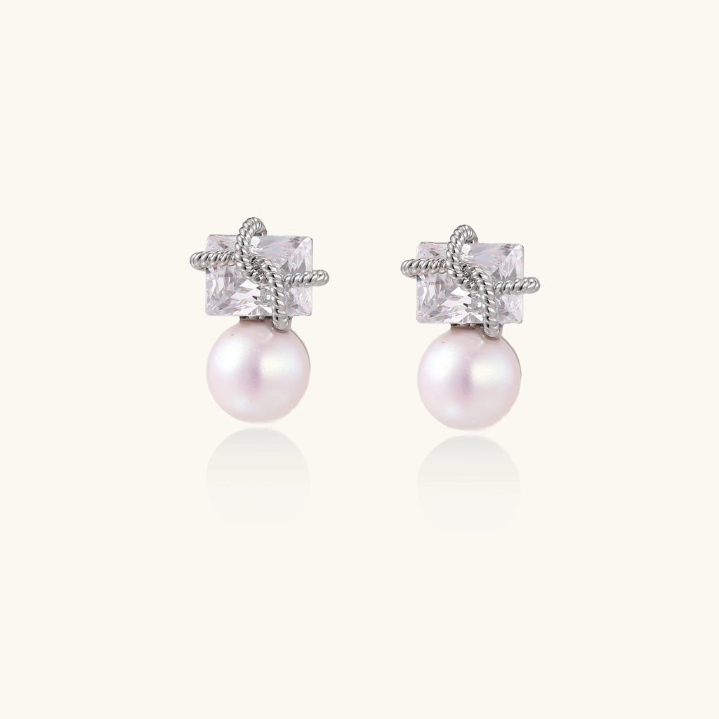 Boucles Perle Stardust - vue de face | Les Joyaux de Sophie