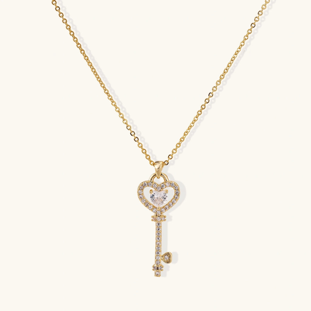 Collier Clé du Cœur Secret — Pendentif Plaqué Or - Colliers - Les Joyaux de Sophie
