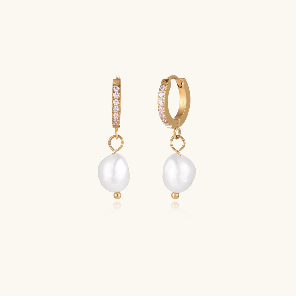 Créoles Goutte de Perle — Plaqué Or 18 Carats - Boucles d'oreilles - Les Joyaux de Sophie