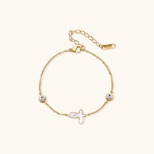 Bracelet Croix Sacrée — Perles & Plaqué Or 18 Carats - Bracelets - Les Joyaux de Sophie