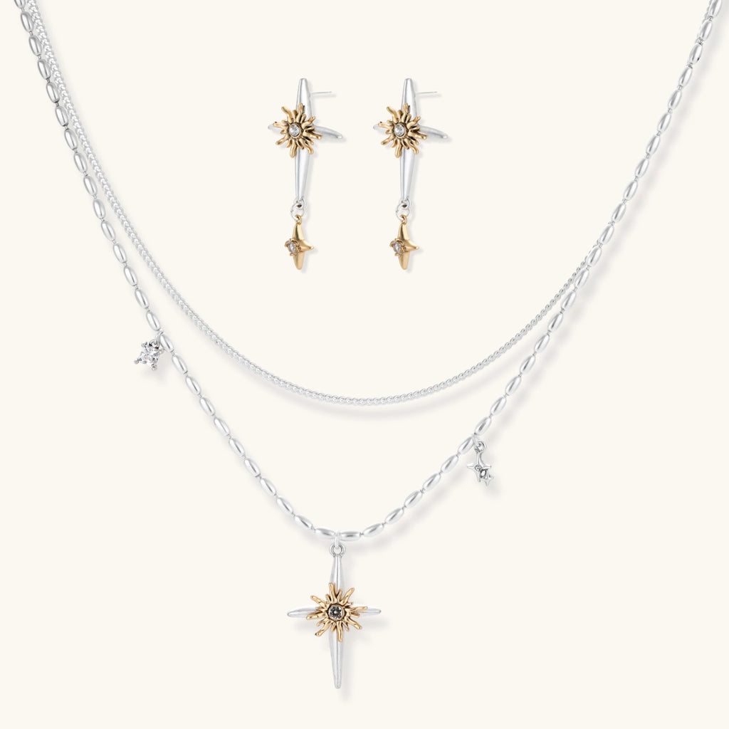 Coffret Croix Céleste — Parure Collier Superposé Plaqué Or - Coffrets cadeaux - Les Joyaux de Sophie