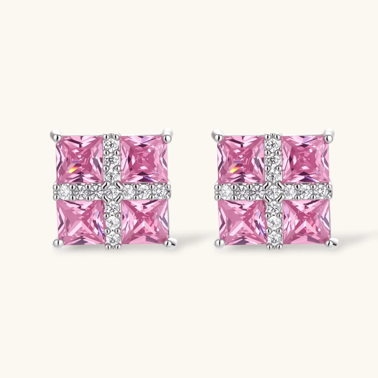 Parure Croix Prisme Rose