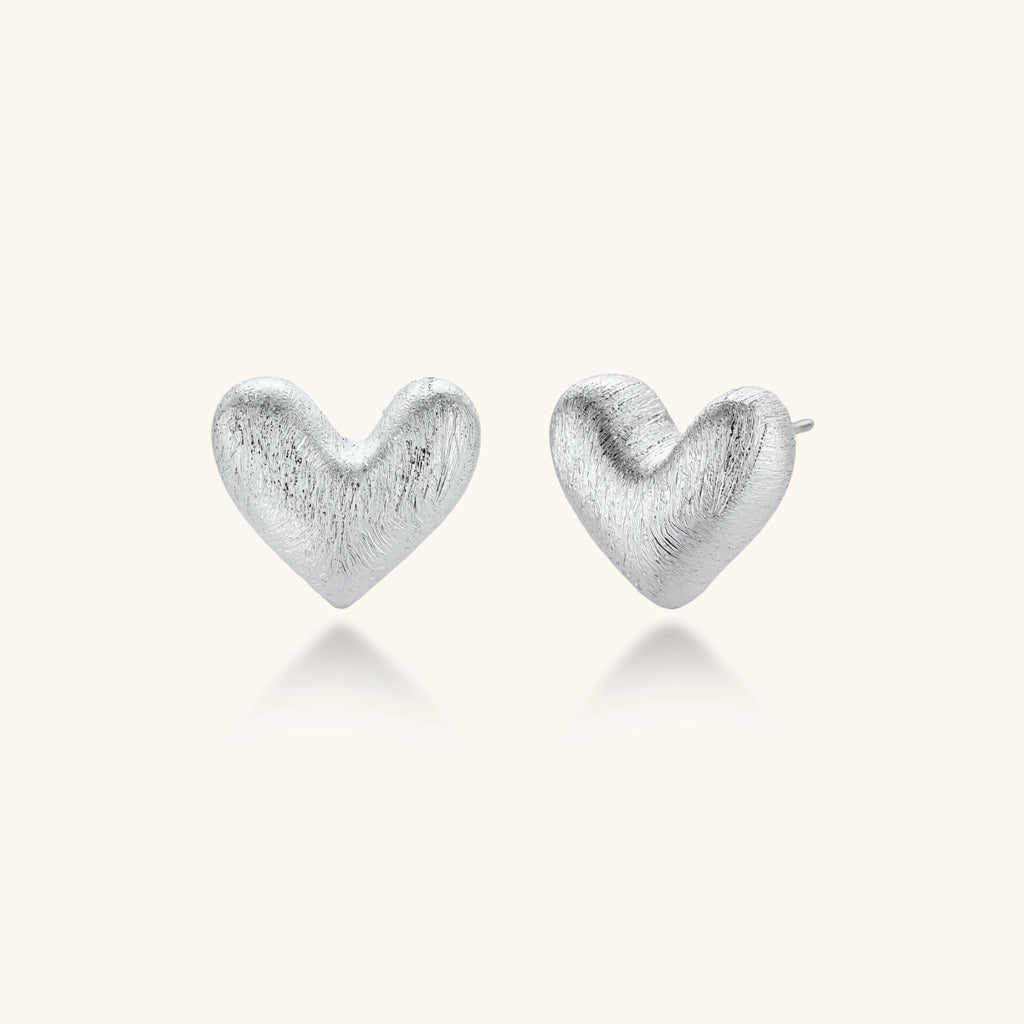 Boucles d'Oreilles Cœur Bombé — Puces Plaqué Or 18 Carats - Boucles d'oreilles - Les Joyaux de Sophie