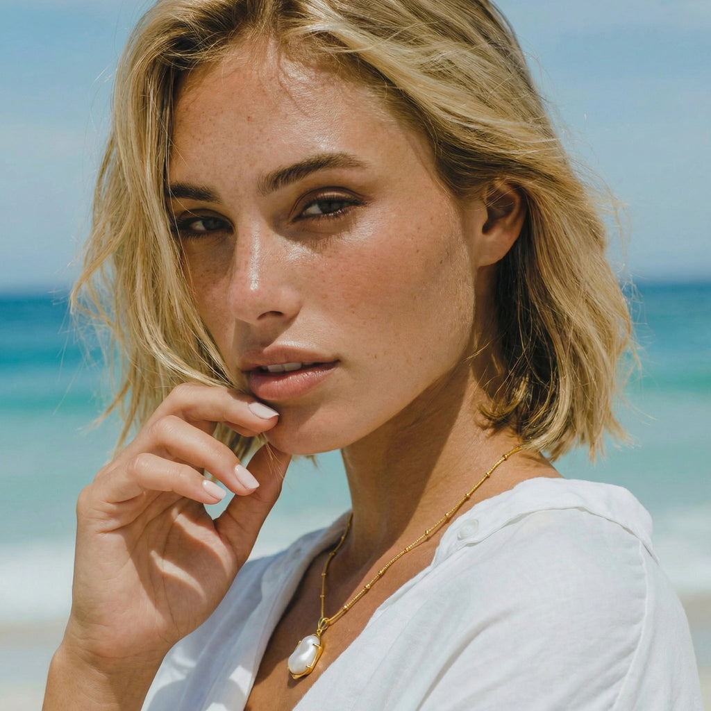 Collier Perle Baroque - porté au cou | Les Joyaux de Sophie