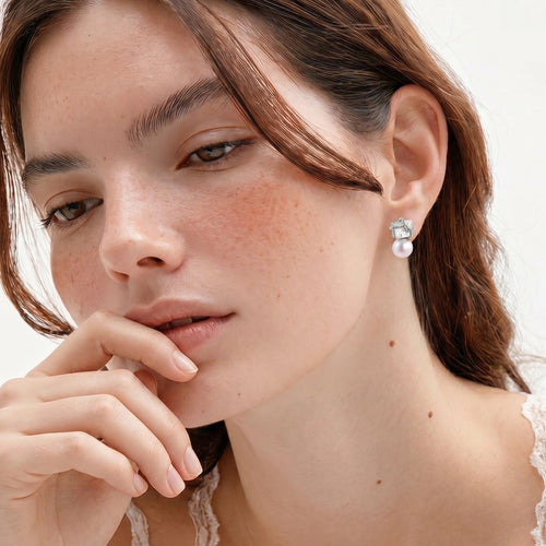 Boucles Perle Stardust - portées à l'oreille | Les Joyaux de Sophie