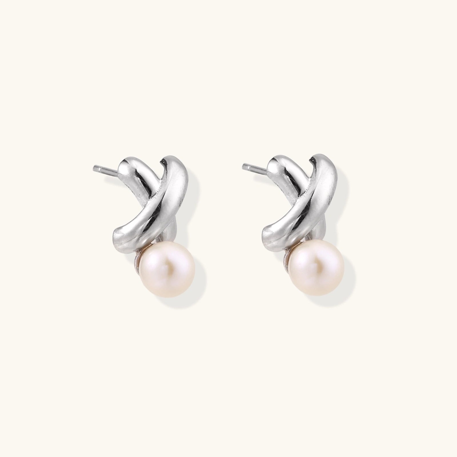 Puces d'Oreilles Infinité Perle — Argent 925 plaqué rhodium