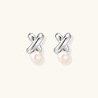 Puces d'Oreilles Infinité Perle — Argent 925 plaqué rhodium
