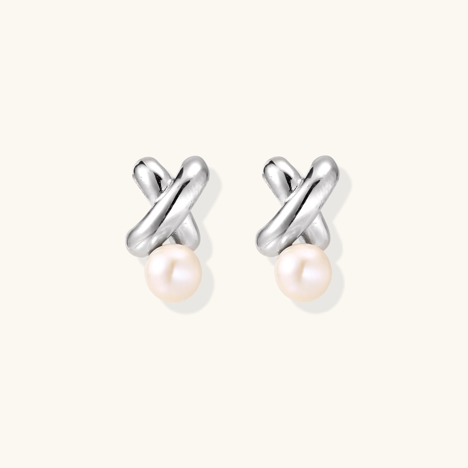Puces d'Oreilles Infinité Perle — Argent 925 plaqué rhodium