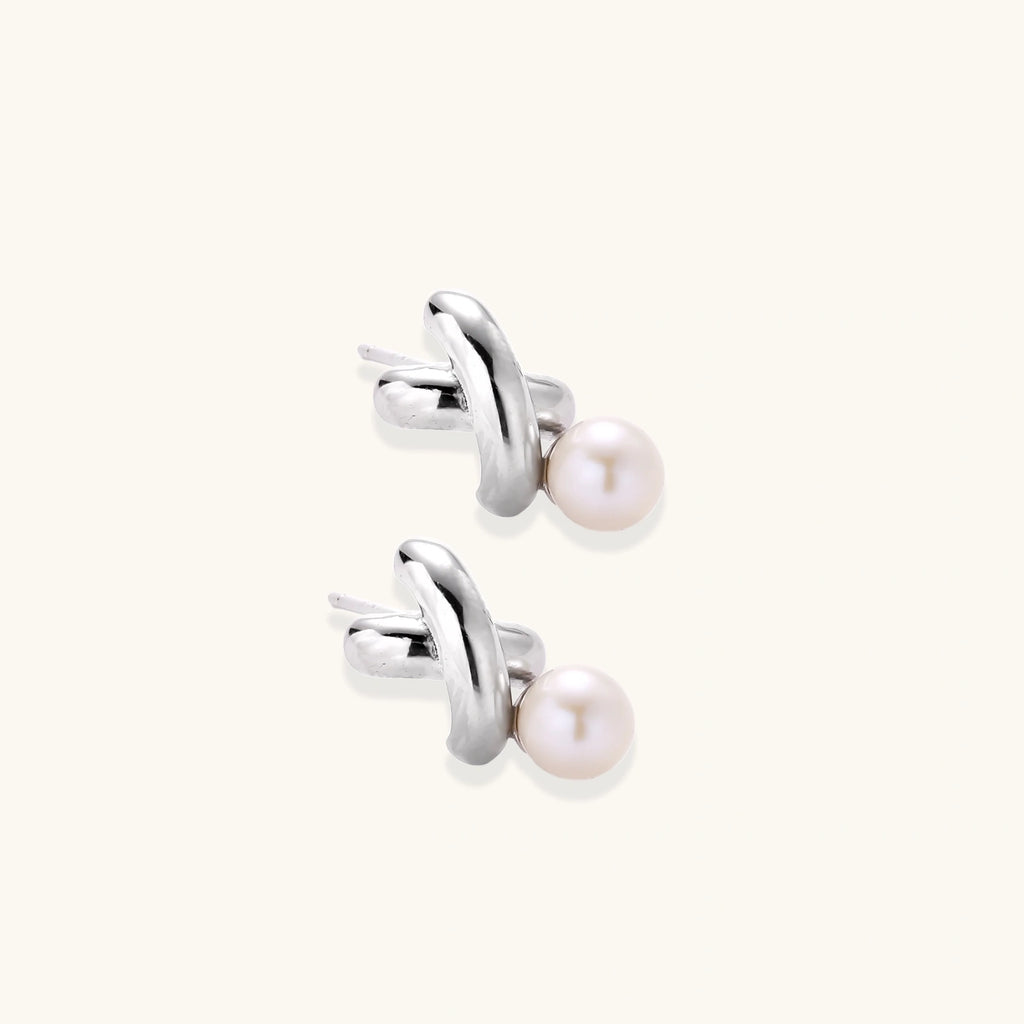 Puces d'Oreilles Infinité Perle — Argent 925 plaqué rhodium