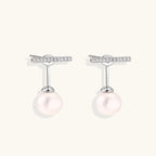 Boucles d'Oreilles Barre & Perle (ear jacket) — Argent 925 plaqué rhodium