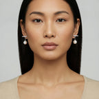 Boucles d'Oreilles Barre & Perle (ear jacket) — Argent 925 plaqué rhodium