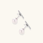 Boucles d'Oreilles Barre & Perle (ear jacket) — Argent 925 plaqué rhodium