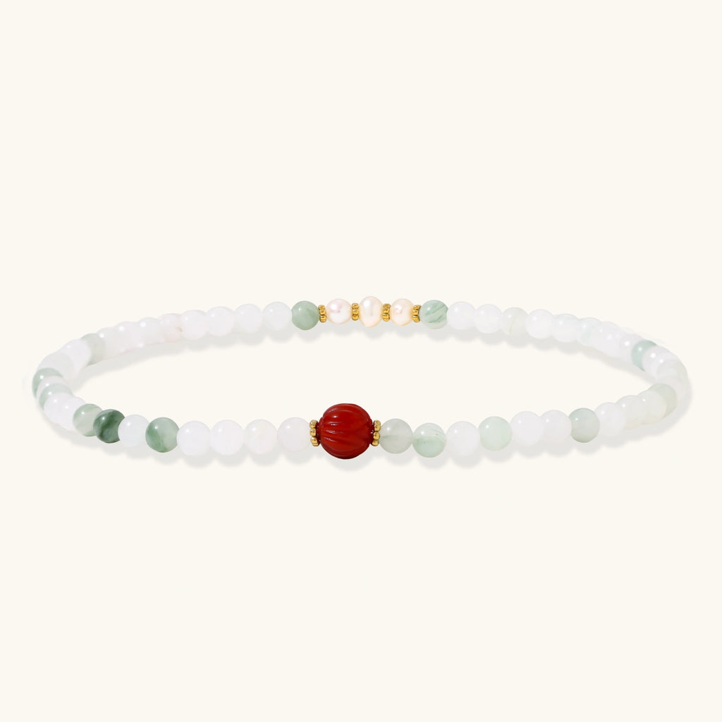 Bracelet Harmonie Céleste — Jade, perles & lotus d'agate