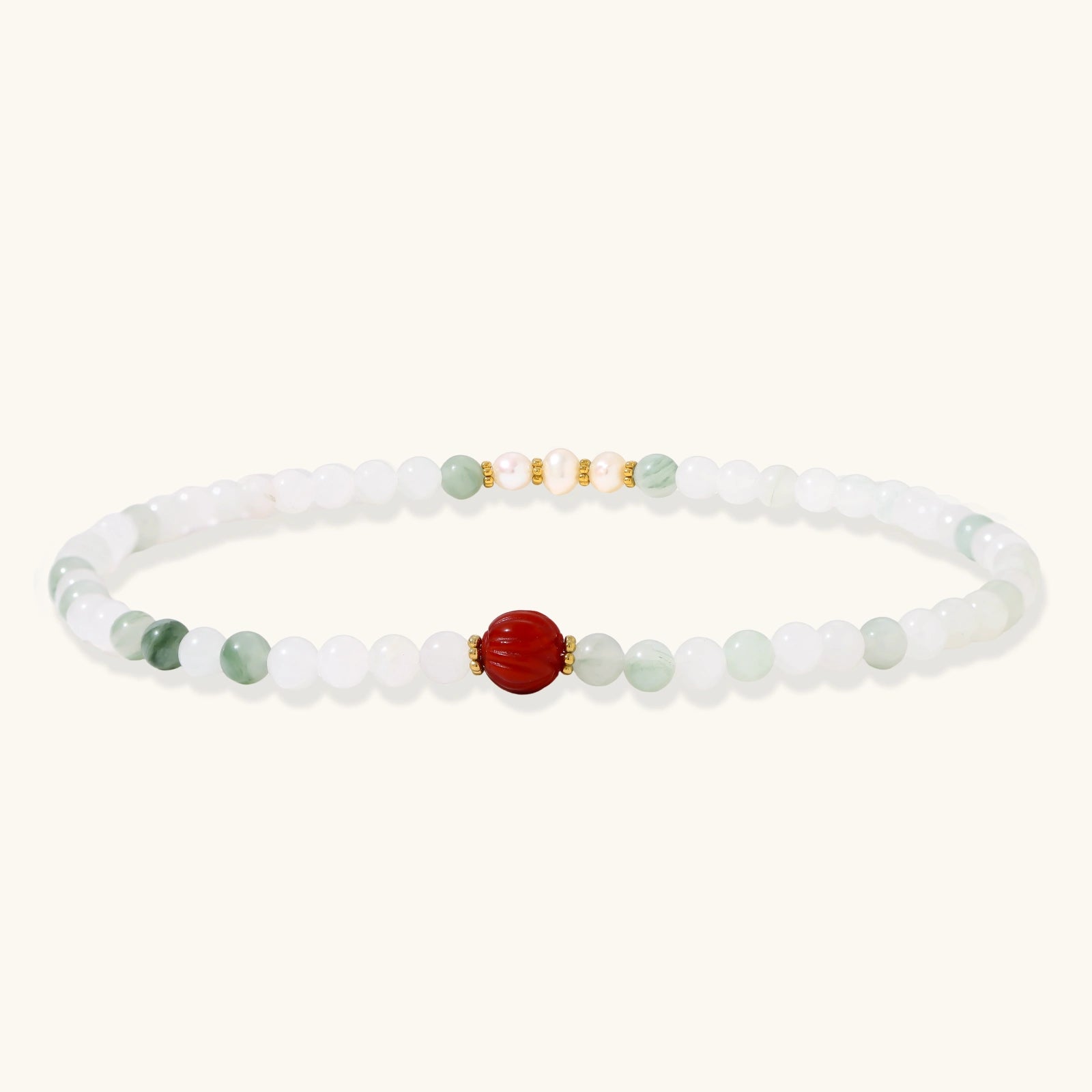 Bracelet Harmonie Céleste — Jade, perles & lotus d'agate